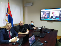 14 January 2021  Head of the Delegation to the NATO PA Dragan Sormaz and delegation members Snezana Paunovic and Branimir Jovanovic at the Online NATO Orientation Programme